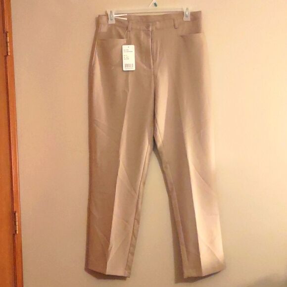 New Harve Benard Women's size 14‎ 2 way stretch khaki dress pants trousers - Picture 1 of 8
